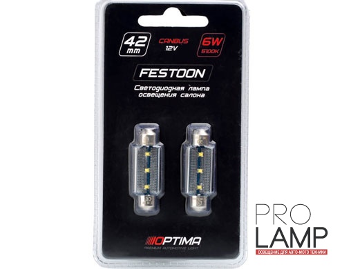 Светодиодные лампы Optima Premium C5W, 42 мм — Optima Premium C5W 42mm CAN Festun 3