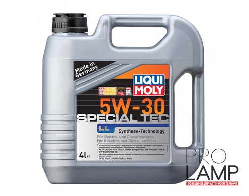 LIQUI MOLY Special Tec LL 5W-30 — НС-синтетическое моторное масло 4 л.: liqui moly special tec ll 5w 30 hc