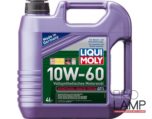 LIQUI MOLY Synthoil Race Tech GT1 10W-60 — Синтетическое моторное масло 4 л.: liqui moly synthoil race tech gt1 10w 60 4