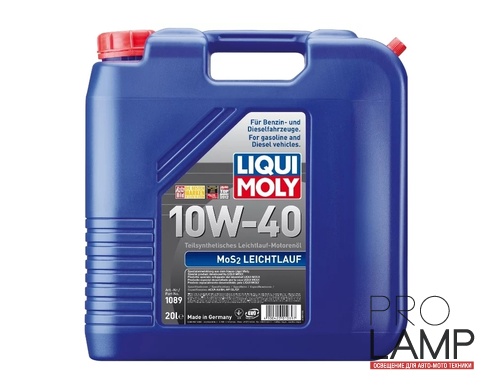 LIQUI MOLY MoS2 Leichtlauf 10W-40 — Полусинтетическое моторное масло 20 л.: liqui moly mos2 leichtlauf 10w 40 20l 918040