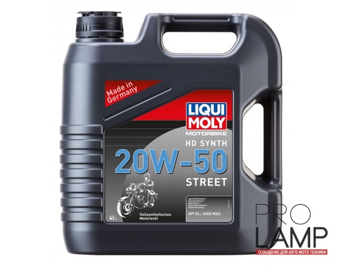 LIQUI MOLY Синтетическое моторное масло для 4-тактных мотоциклов Motorbike HD Synth Street 20W-50, 4л: liqui moly dlya