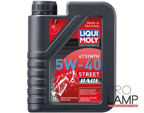 LIQUI MOLY Motorbike 4T Synth Street Race 5W-40 — Cинтетическое моторное масло для 4-тактных мотоциклов 1 л.