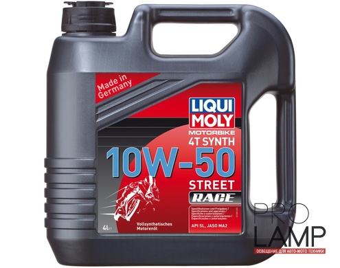 LIQUI MOLY Motorbike 4T Synth Street Race 10W-50 — Синтетическое моторное масло для 4-тактных мотоциклов 4 л. — общий