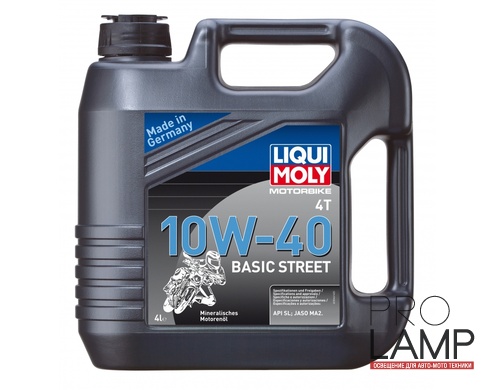 LIQUI MOLY Motorbike 4T Basic Street 10W-40 — Минеральное моторное масло для 4-тактных мотоциклов 4 л.: liqui moly