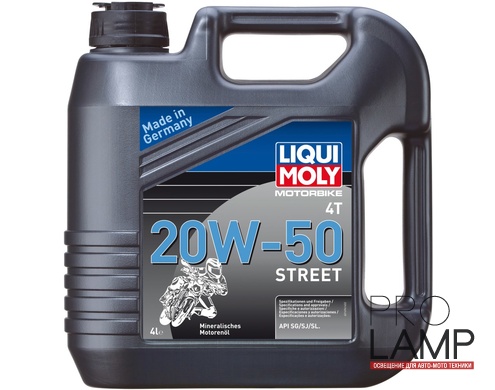 LIQUI MOLY Motorbike 4T 20W-50 Street — Минеральное моторное масло для 4-тактных мотоциклов 4 л. — общий вид
