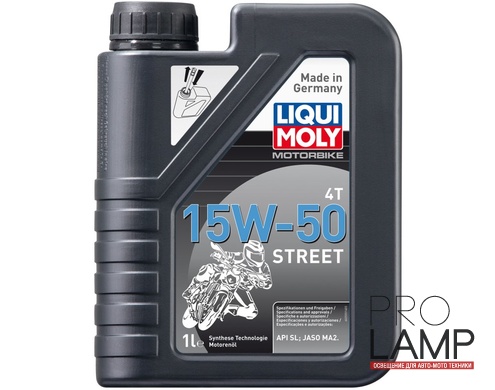 LIQUI MOLY Motorbike 4T 15W-50 Street — НС-синтетическое моторное масло для 4-тактных мотоциклов 1 л. — общий вид