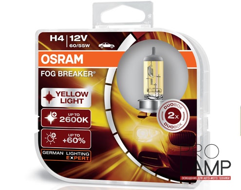 Галогеновые лампы Osram Fog Breaker H4 - 62193FBR-HCB