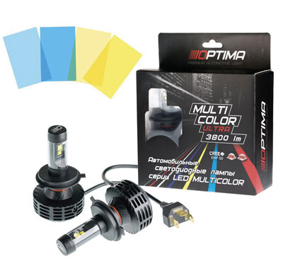 Светодиодные лампы Optima LED MultiColor Ultra H4 3800Lm 9-32V